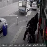 فیلم لحظه جدال زن جوان مشهدی با دزد موبایل