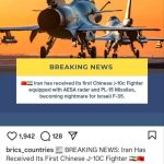 ایران اولین جنگنده چینی J-۱۰C را تحویل گرفت